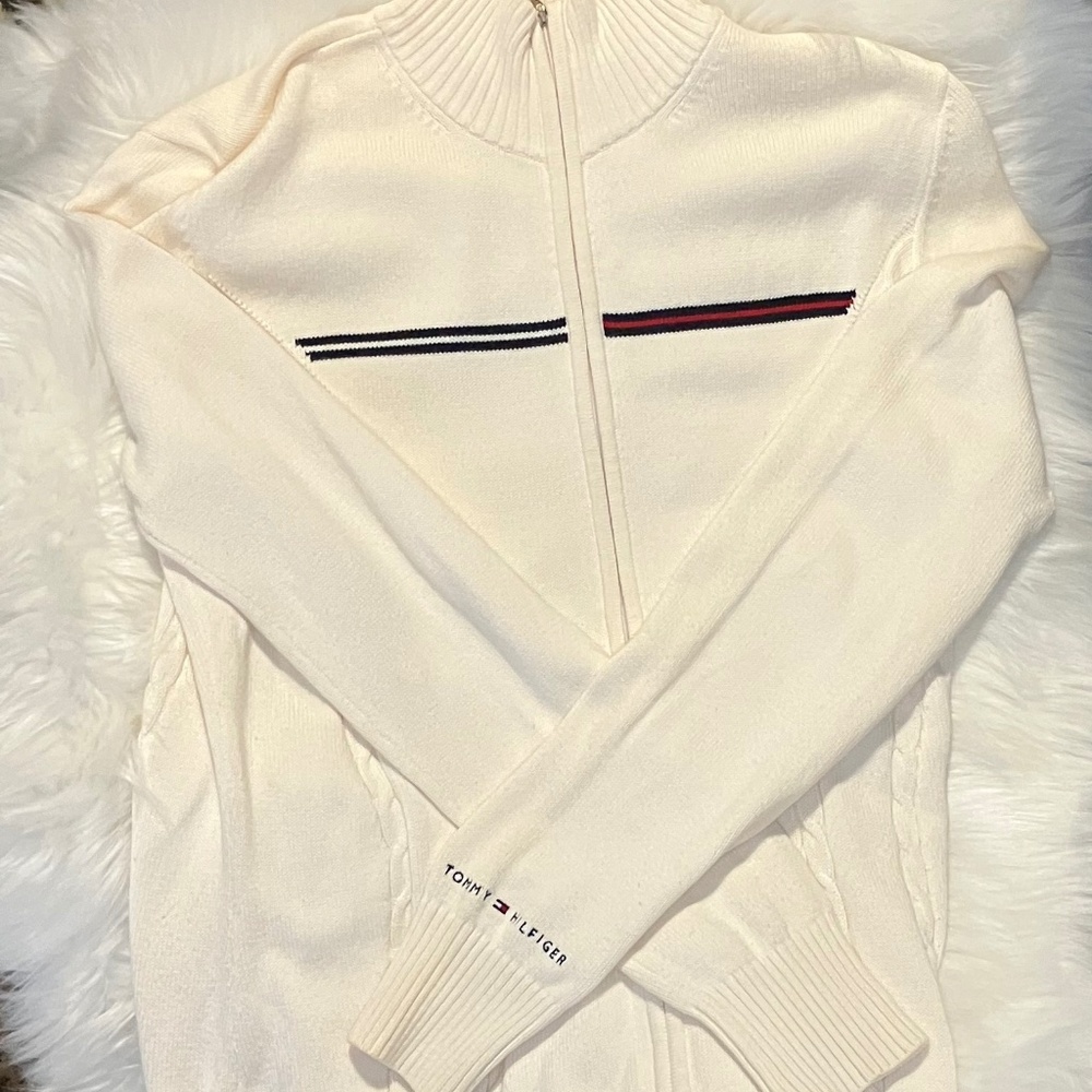 Tommy Hilfiger Full Zip Sweater With Front Logo/Sleeve Logo